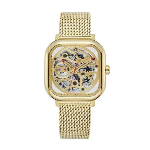 Giorgio Milano Gold Square Case automatic Movt Gold Mesh Bracelet 229SG5 ALFEO 