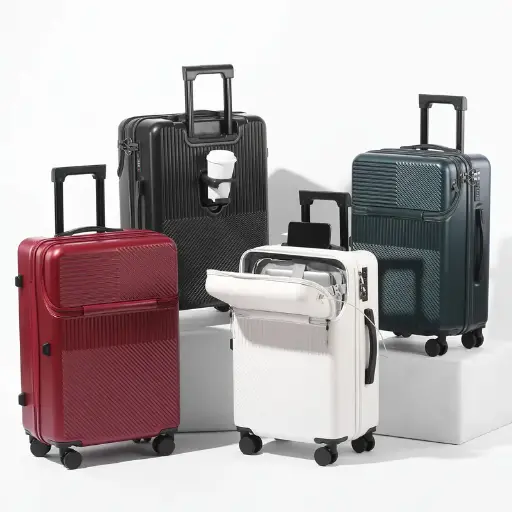 1pc 20 Inch Luggage, Travel Function Boarding Case with Password Lock, Black 