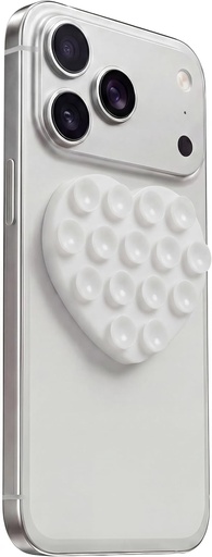 Heart shaped Silicone Suction Cup Phone Case Mount Double Sided white