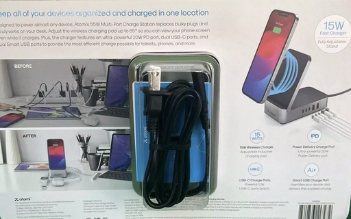 ATOMI 55W MULTI-PORT CHARGE STATION 