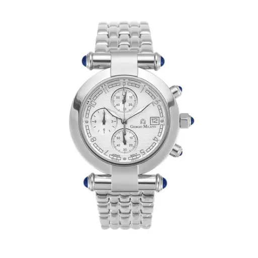 Giorgio Milano Women stainless steel round case. Chronograph with date. Silver dial with Arabic numbers LUCIA 931ST02
