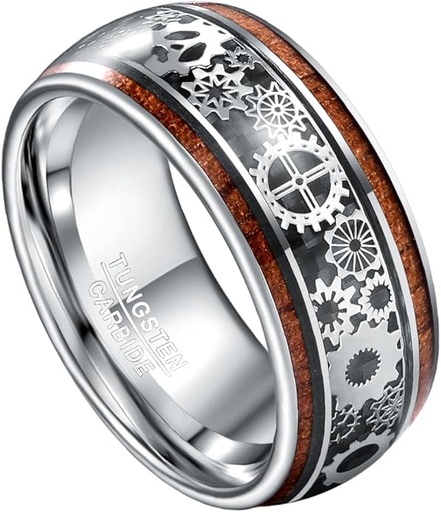 TUNGSTORY 10mm Steampunk Gear Wheel Tungsten Ring 11