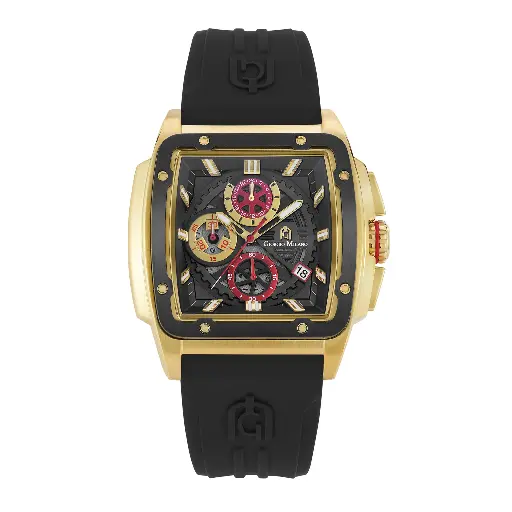 Giorgio Milano Square Chronograph IP gold stainless steel with black plated bezel MARCUS 250SGBK313