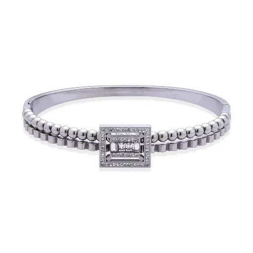 GIORGIO MILANO WOMEN BEADED BANGLE BRACELET WITH CUBIC ZIRCONIA CENTERPIECE W4130ST