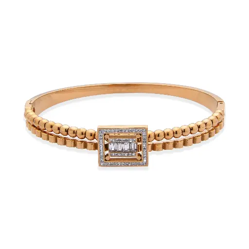 GIORGIO MILANO WOMEN BEADED BANGLE BRACELET WITH CUBIC ZIRCONIA CENTERPIECE GOLD W4130SG