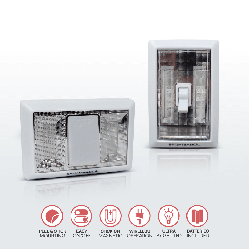 Bright Basics Wireless Dual LED Light Switch 2PACK