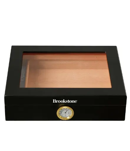 BROOKSTONE WOODEN CIGAR HUMIDOR
