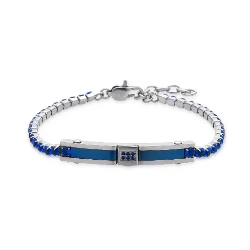 GIORGIO MILANO MEN Center Bar Stainless Steel Tennis BRACELET 2087STBL