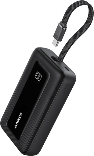 Anker Portable Charger, 10,000mAh 30W Power Bank, USB-C in and Out, black