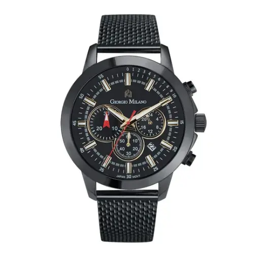 Giorgio Milano round Stainless Steel case with Black dial Black Mesh band 224SBK3