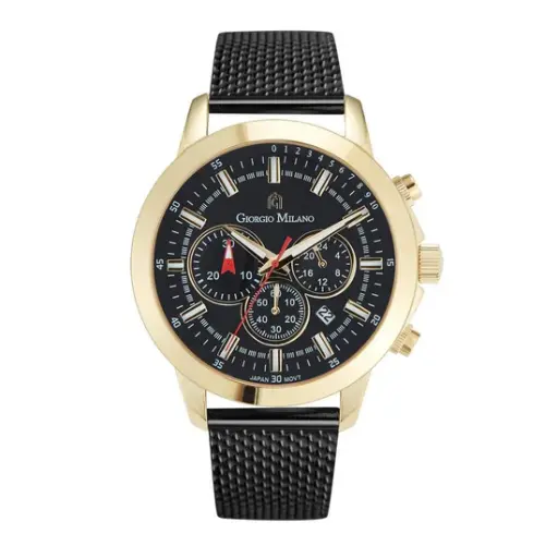 Giorgio Milano round IPG Stainless Steel case with Black dial Black Mesh band 224SGBK3