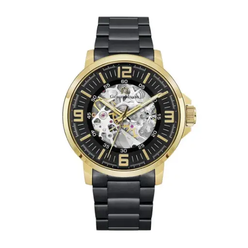Giorgio Milano Men round IPG Round case with Black Automatic dial with IP Black Bracelet 228SGBK3 EZIO