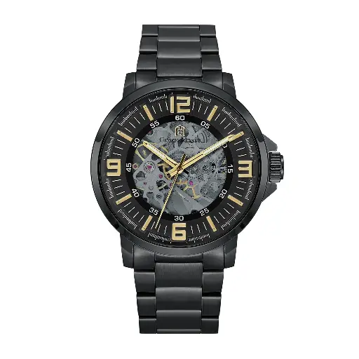 Giorgio Milano Men round IP Black Round case with Black Automatic dial with IP Black Bracelet 228SBK3 EZIO 