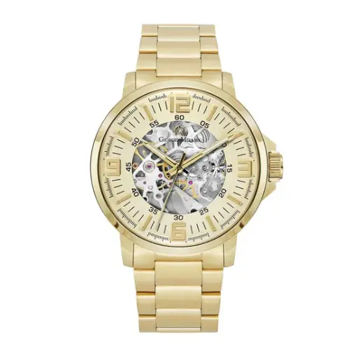 Giorgio Milano Men round IPG Round case with Champagne Automatic dial with IP Gold Bracelet 228SG5 EZIO 