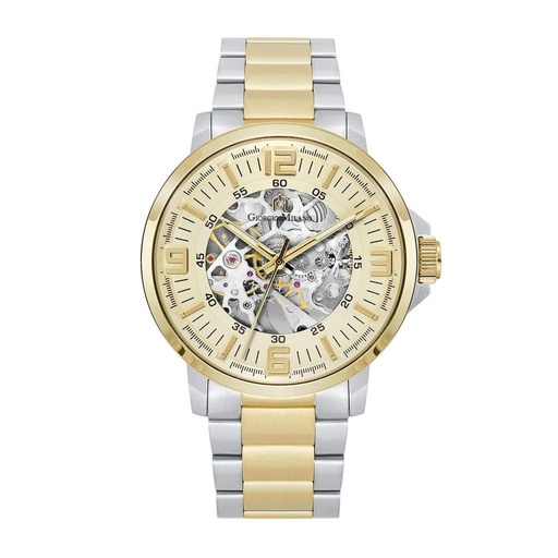 Giorgio Milano Men round IPG Round case with Champagne Automatic dial with 2 Tone IP Gold Bracelet 228STG5 EZIO 