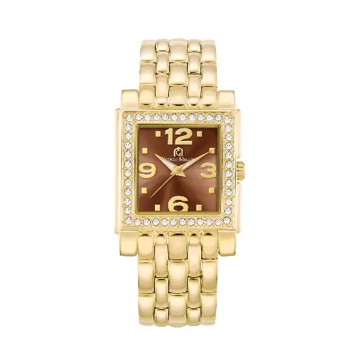 Giorgio Milano Women Square Watch with Brown dial and Gold Stainless Steel Bracelet 221SG06 CARINA