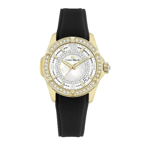 Giorgio Milano Women Round IPG Watch with Stone bezel Silver dial and RED Silicone Strap 241SG21313 EVE 
