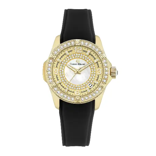 Giorgio Milano Women Round IPG Watch with Stone bezel Silver dial and RED Silicone Strap 241SG51313 EVE 