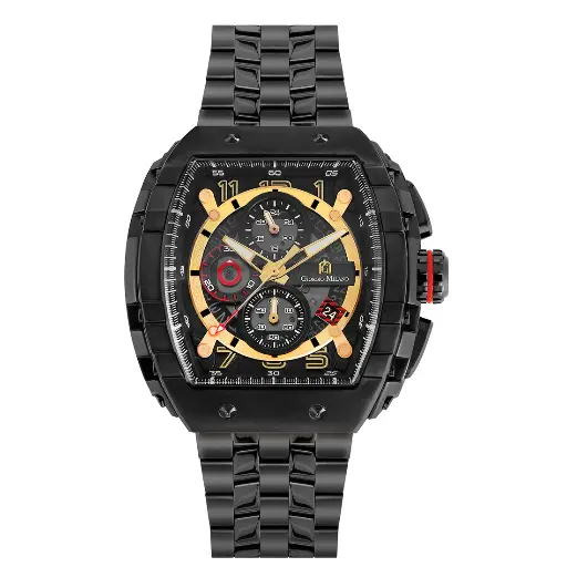 Giorgio Milano Men Black Stainless Steel Watch Chrono with date, Black Dial, Black Metal Bracelet 233SBK03M MAESTRO METAL 