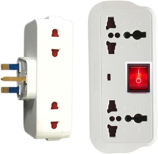 PURE-UK ENGLAND Universal Adapter with 6-in-1 Multi Plug wall Extension Socket with USB. Model No:310 (WITH 2 USB PORT)