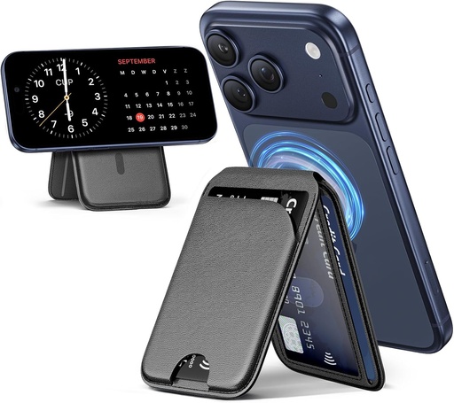 Giorgio Milano Mag-Safe Magnetic Wallet for Phone Pouch Stand Adjustable Leather Card Holder & Kickstand 