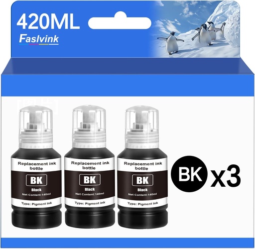FASLVINK Compatible Ink Refill Bottles Replacement for Epson 502 Ink Black