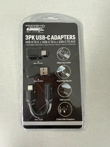 Trend logic elite 3pk usb-c adapters USB A to C+C to A+C to Aux