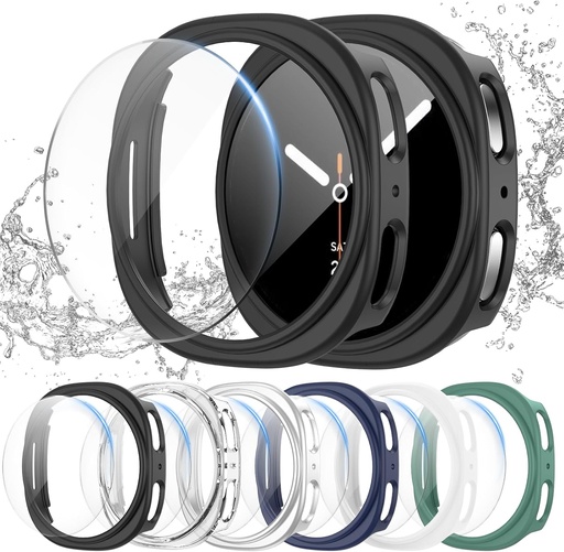Landhoo for Samsung Galaxy Watch 8/9 40mm Screen Protector Case | Hard PC bumper + HD highly responsive touch tempered glass. anti-fog, Waterproof..