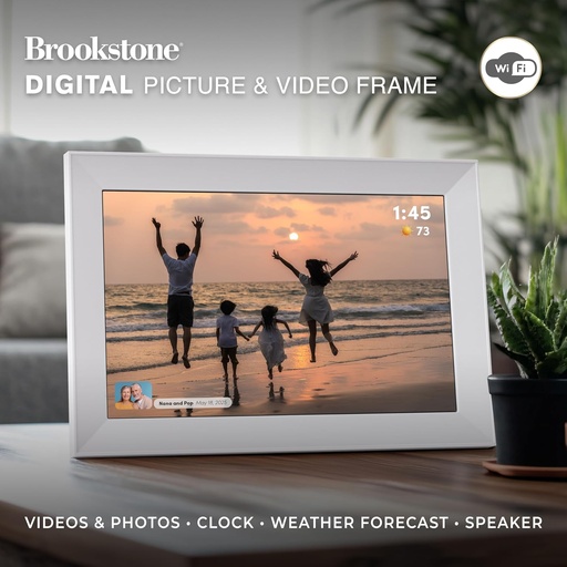  Brookstone 10 Inch Wi-Fi Digital Picture Frame with Video Playback - 32GB Smart Photo Frame, Touchscreen Display, Clock, Calendar, Weather Forecast,...