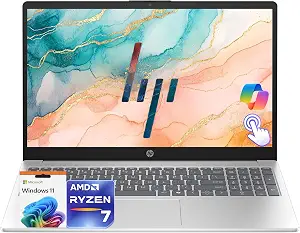 HP 15.6" FHD Touchscreen Business Laptop, 8 Core AMD Ryzen 7 7730U (Up to 4.5 Ghz), 16GB RAM, 512GB PCIe SSD, Windows 11, Wi-Fi 6