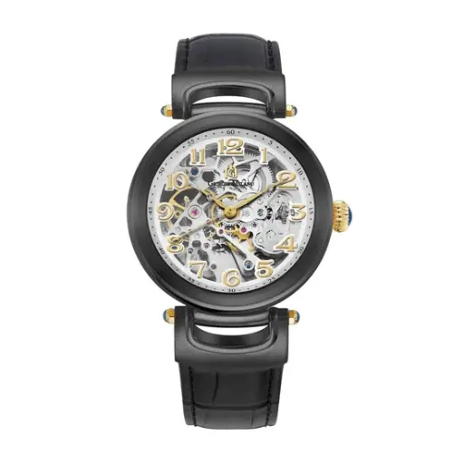 Giorgio Milano Men Stainless steel Round case ,Skeleton Automatic Movt black leather 226SBK22  GILDO