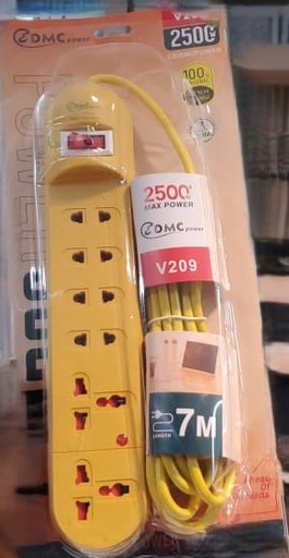 EDMC 6 in 1 Ports Extension Socket With 2 PIN WALL ADAPTER - V209