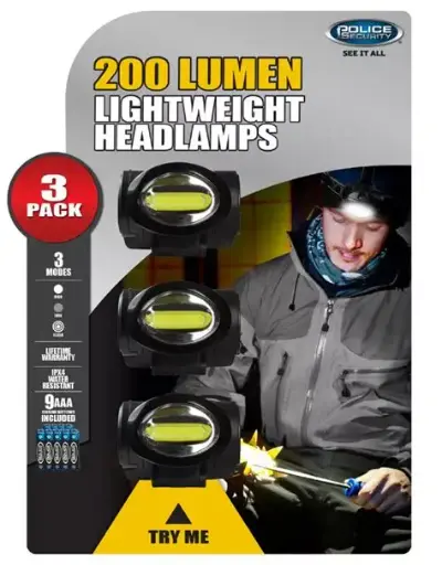 POLICE SECURITY 200 LUMEN HEADLAMP SET 
