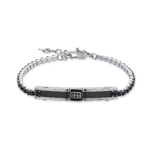 GIORGIO MILANO MEN Center Bar Stainless Steel Tennis BRACELET 2087STBK