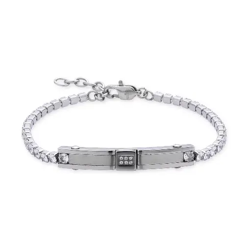 GIORGIO MILANO MEN Center Bar Stainless Steel Tennis BRACELET 2087STCL