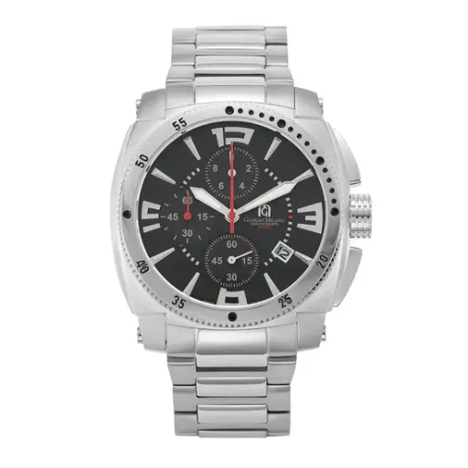 Giorgio Milano round Stainless chrono with date Black dial 850ST03 MASSIMO