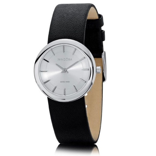 Giorgio Milano Ladies round Stainless case with black leather strap 892ST012