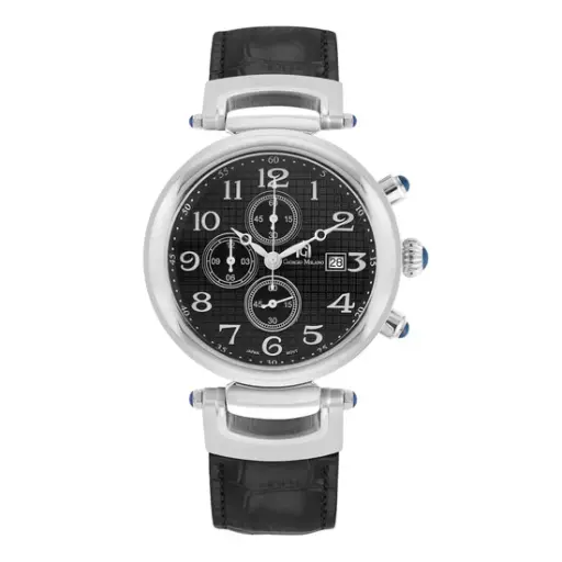 Giorgio Milano Men Chrono with date movt stainless steel case with blue dial black leather 236ST032 RENATO