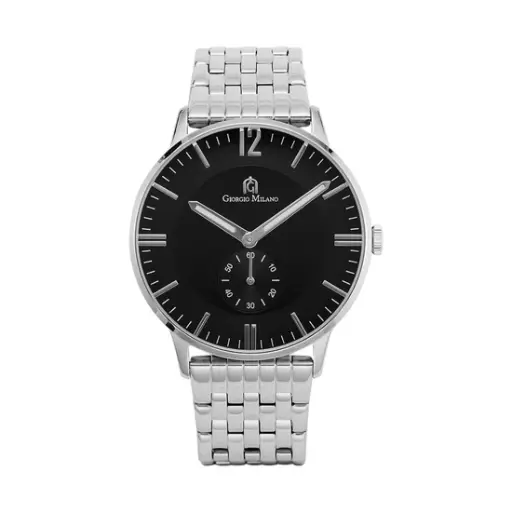 Giorgio Milano round stainless steel case with black dial metal band 209ST3 MAURO